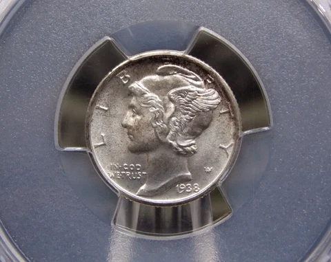1938 "D" Mercury SILVER Dime 10c PCGS MS67 FB *FULL BANDS* #002 GEM BU ECC&C Inc Cover