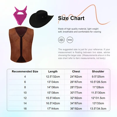 Niños Vaqueros Vaqueras Halloween Disfraz Chaleco Occidental Top y Sombrero Conjunto Foto 1 de 4