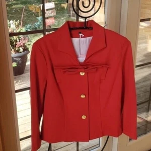 Cabi Beau Red Lined Long Slv Bow Closure Sz 6 Jacket - Picture 1 of 16