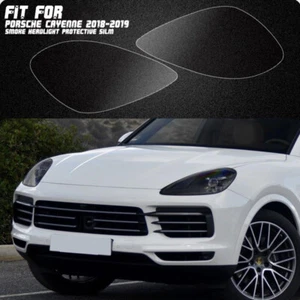 LH+RH Smoke TPU Headlights Protective Precut Film Sticker For Porsche Cayenne - Picture 1 of 10