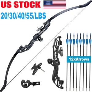54" Takedown Recurve Bow Set&Bow Sight&Arrow Rest Hunting/12pcs Arrows Archery - Picture 1 of 36