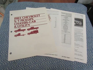 1983 Chevrolet S/T Pickups Salesmans Dealer Álbum Reference Folleto Hojas Juego - Imagen 1 de 3