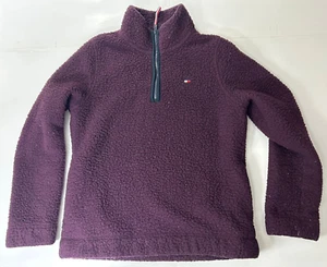 Tommy Hilfiger Men's Purple Pullover Sweater Fuzzy Small S Quarter Zip - Picture 1 of 5