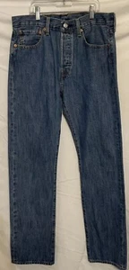 Levis 501 Jeans Mens 31x32 Blue Light Wash Original Fit Straight Leg Button Fly - Picture 1 of 4