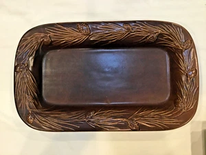 SEASONS OF CANNON FALLS Embossed Brown Pinecone 14” Tray Platter - Picture 1 of 9