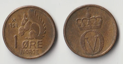 1959 Norway 1 ore coin with squirrel Cover