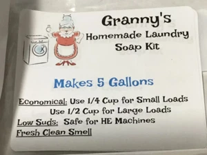 Granny’s Homemade Laundry Soap Makes 5 Gallons W/Easy Step By Step Instructions - Picture 1 of 5