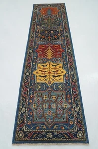 3 x 10 ft Blue Bakhtiari Oriental Afghan Hand knotted Transitional Runner Rug - Picture 1 of 14