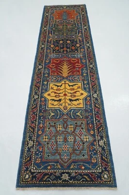 3 x 10 ft Blue Bakhtiari Oriental Afghan Hand knotted Transitional Runner Rug - Image 1 of 4