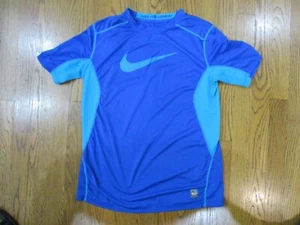 Nike Shirt Youth  X-Large Blue Pro Combat Compression Dri Fit Youth Kids XL B5 - Picture 1 of 3