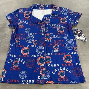 Chicago Cubs Pajama Shirt Women Small PJ Sleep Loungewear Top Button Up Polo - Picture 1 of 8