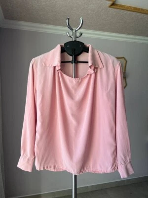 JIL SANDER+ 100% SILK PINK BLOUSE COLLARED LONG SLEEVE MADE IN ITALY WOMENS 38 - Image 1 of 4