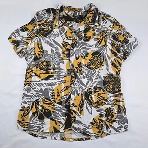 Express Young Herren gelb Blumen Knopfleiste Hemd Größe Medium Kurzarm - Bild 1 von 4