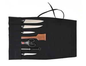 Chef's Twill Knife Roll Raven Black 7 Slot  - Picture 1 of 6