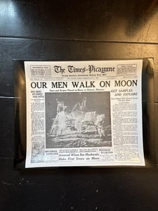 The Times Picayune Newspaper from 1969 Noon Landing Commemorative Dish - Picture 1 of 5