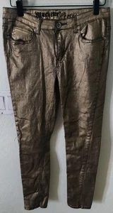 Jeans skinny donna Machine oro metallizzato taglia 11 - Foto 1 di 4