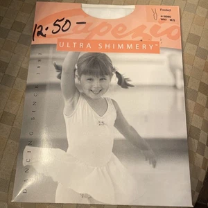 Capezio Ultra Shimmery Girls Footed Tights   1808C  WHT  M/S White - Picture 1 of 4