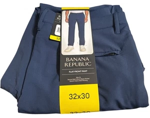 Men’s Banana Republic Blue Slim Fit Flat Front Pants 32x30 NWT - Picture 1 of 2