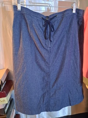 Women Christopher & Banks Pinstripe Skirt w/Drawcord & Side Slit Pockets Size 12 - Image 1 of 4
