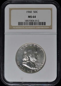 1960 Franklin Half Dollar 50C NGC MS64 - Picture 1 of 2