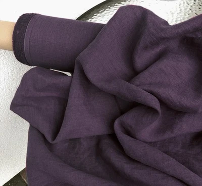 Plum Purple Linen Fabric by the Yard – Clothing, Home Decor & DIY Projects - Image 1 of 4
