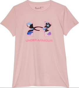 Under Armour Girls' Tech Big Logo Solid Print T Shirt Size Large Pink New - Picture 1 of 3