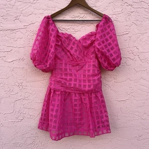 New Hello Molly Pink Mini Dress Bubble Sleeves Size 8 NWT - Picture 1 of 7