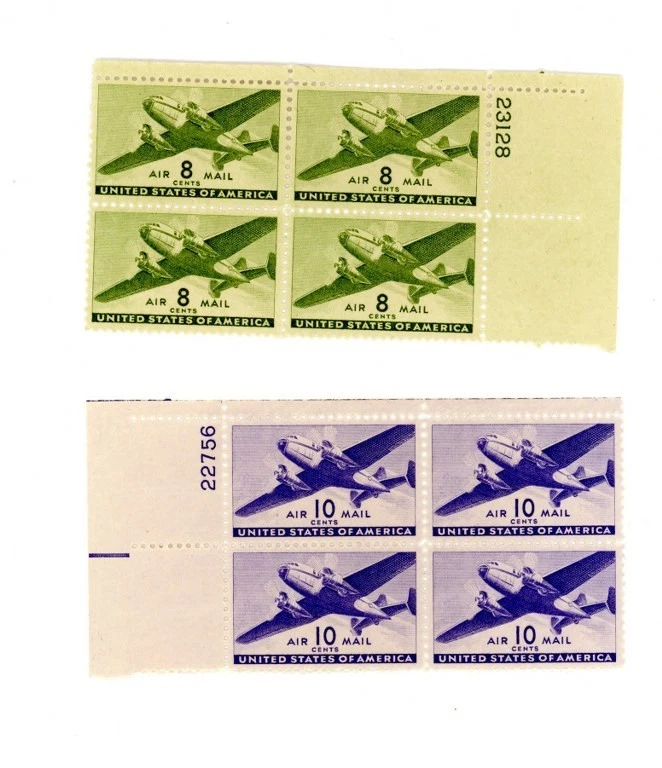 US Scott # C26, C27 - MNH - Plate # Blocks of 4                 (11-C255) - Image 1 of 1