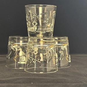 Vintage Libbey Tapered Bar Glasses, Musical Instruments, 8 oz Set of 4 - Picture 1 of 9