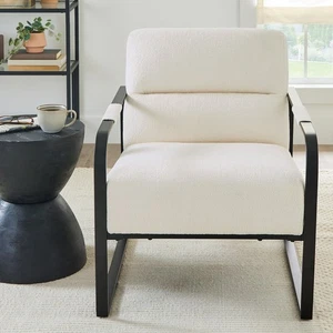 Better Homes & Gardens Sedia con accento Wyatt, bouclé avorio - Foto 1 di 7
