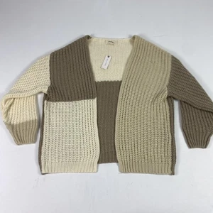 Anthropologie Porridge Pullover Damen Einheitsgröße neutraler Colorblock Cardigan - Bild 1 von 10