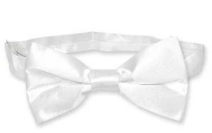 BIAGIO 100% SILK BOWTIE Solid WHITE Color Mens Bow Tie for Tuxedo or Suit - Imagen 1 de 1