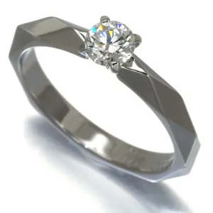 Auth BOUCHERON Ring Facette Solitaire Diamond 0.34ct E VVS2 EX EU52 Pt950 - Picture 1 of 6