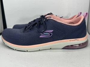 SKECHERS VEGAN 9.5 NAVY CORAL SKECH-AIR EDGE MELLOW DAYS 104296 NVCL WORN 1 Time - Picture 1 of 21