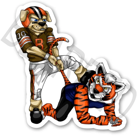 Cleveland Browns VS Cincinnati Bengals MASCOT FIGHTS STICKER - NFL FOOTBALL Cover