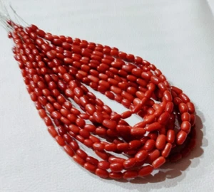 Italy Coral Beads Loose Gemstone 100%Natural Mediterranean Red Coral UndyedBeads - Picture 1 of 8