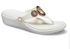 crocs women's sanrah diamante wedge flip