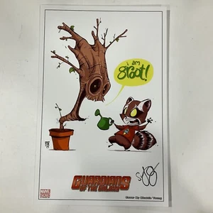 GUARDIANES DE LA GALAXIA I AM GROOT IMPRESIÓN ARTÍSTICA FIRMADA SKOTTIE YOUNG MARVEL AHORA - Imagen 1 de 2