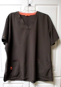 Carhartt Scrub Top Womens 2XL Brown Force Cross Flex Short Sleeve Style #C1210 - Picture 1 of 7