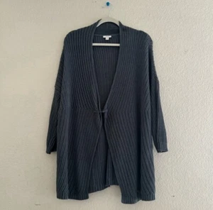 Cardigan J Jill Acciaio Blu Grigio Filato Maglia Linea Lunga Bobby Pin Chiusura Taglia Large - Foto 1 di 6