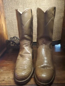 Justin 3712 Faux Lizard Skin Leather Western Cowboy Boots Womens Size 5 B - Picture 1 of 14