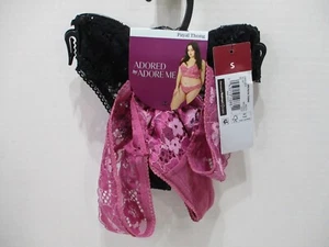 Adore Me Womens Underwear 2 Pk Small Purple Payal Thong Adored Black Lace Floral - Picture 1 of 10