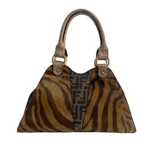 FENDI Zucca/Zebra Print Pony Hair Shoulder Bag - Picture 1 of 17