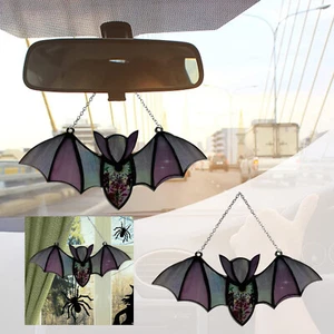 Halloween Bat Stained Glass Suncatcher Window Hanging Acrylic Wall Art Outdoor - Picture 1 of 10
