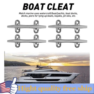 4 Pack Chrome 4" Nylon Cleat Boat Marine Dock Anchor Line Rope Tie-Down RV ATV S - Picture 1 of 8