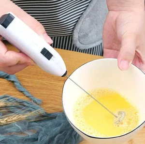 Black Electric Milk Frother Egg Whisk, Battery Operated Coffee Foam Maker Mixer - Picture 1 of 6