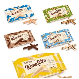 Ukrainian ROSHEN "Konafetto" Crispy Wafers Rolls Milk Coconut Cocoa Hazelnut 5oz - Picture 1 of 6