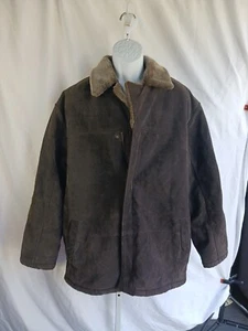 Charles Klein Rancher Cappotto Uomo Pelle Ecopelliccia Interno Marrone Scuro L c9 - Foto 1 di 8