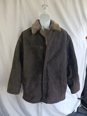 Charles Klein Rancher Coat Mens Leather faux fur inside dark  Brown  L c9 - Image 1 of 4
