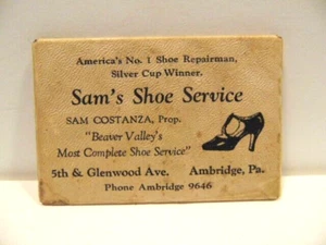 vintage advertising pocket mirror: Sam's Shoe Service, Ambridge, PA - Picture 1 of 5